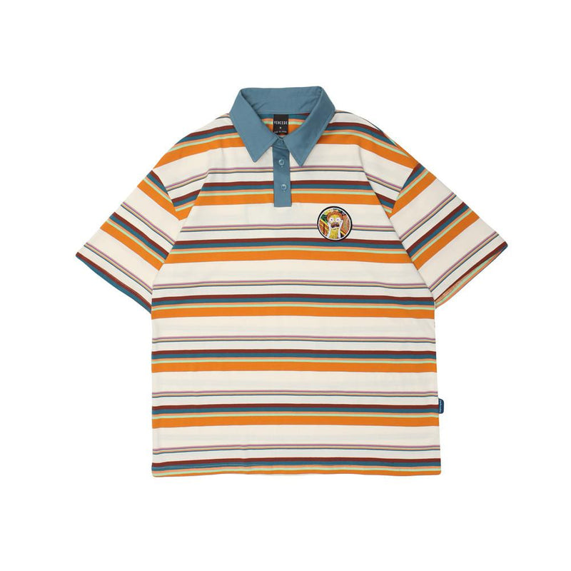 Men's T Shirt Summer Casual Tops Striped Short Sleeve Polo Shirt Men's Color Contrast Patchwork Half Sleeve Trendy Loose Half Sleeve