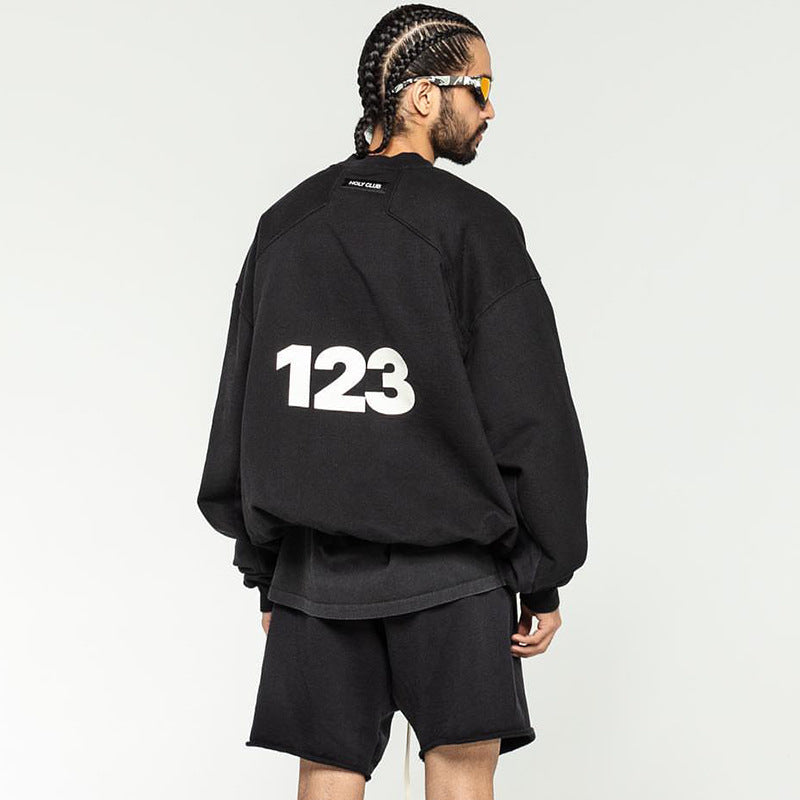 Rrr123 Sweatshirt Distressed Couple Loose round Neck Sweater