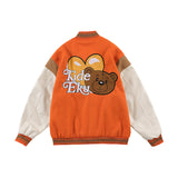 Blackair Jacket Men 'S Loose Casual Towel Embroidery Bear Jacket