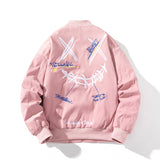 Varsity Jacket Embroidered Casual Stand Collar Baseball Uniform for Men