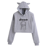 Dreamwastaken Men's Novelty Hoodies Dream Merch Shirt Fashion Cat Ears Exposed Navel Hooded Women's Sweater