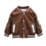 Toddler Boys Jackets Children Boys' Coat Autumn PU Leather Baseball Uniform