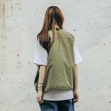 Men Utility Vest Work Zipper Tactical Work Vest Slim Pocket Jacket Tactical Vest Men's Trendy Pocket Summer Outer Wear Overalls