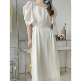Kim Kardashian Marilyn Monroe Dress Summer French Gentle Square Collar Dress