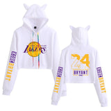 In Memory of Kobe Hoodie Kobe Memorial Clothing Casual Navel Cat Ears Hooded Sweater for Women