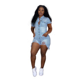 Women Plus Size Denim Shorts Fashion One-Piece Denim Shorts