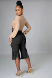 Women Denim Shorts Ripped Stretch Tasseled Jeans Women's Middle Pants