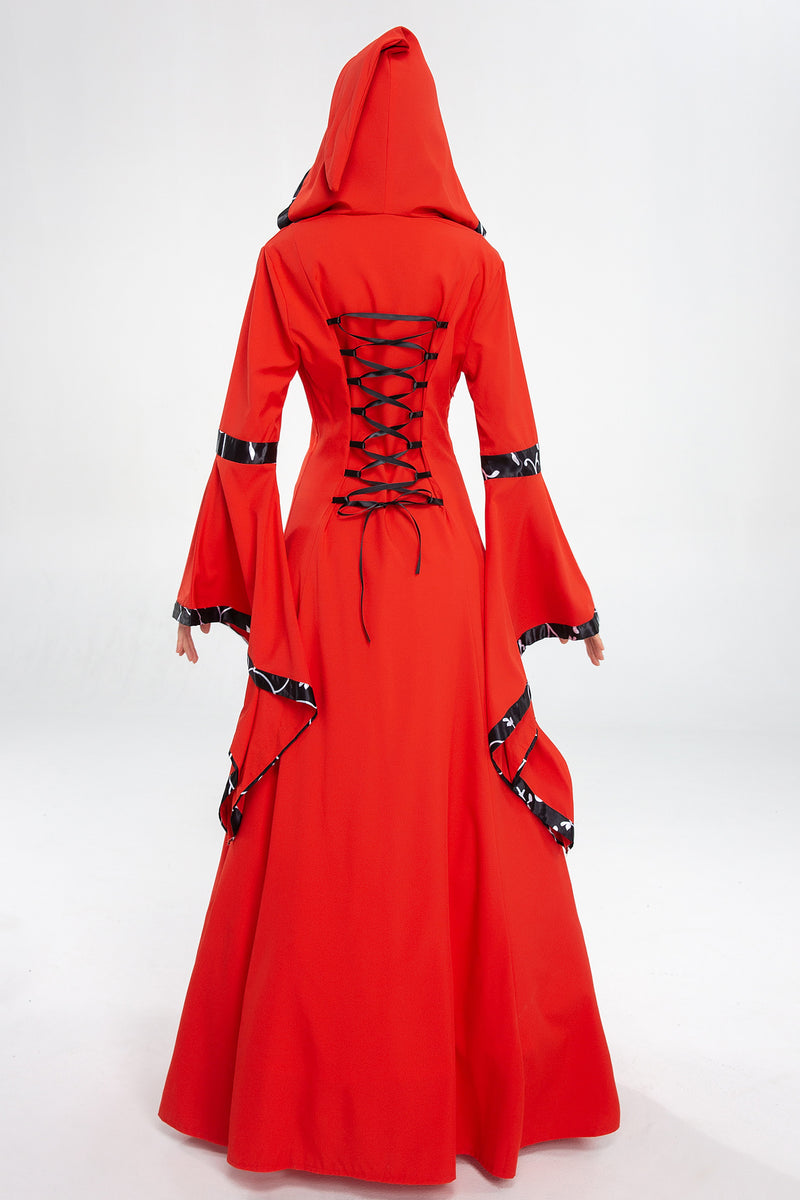 Vintage Empire Waist Dress Medieval Square Collar Lace up Vintage Dress