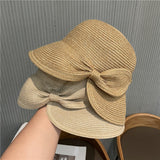 Straw Hat Washable Straw Hat Foldable Bow Fisherman Hat