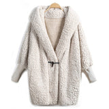 Women Sherpa Jacket Autumn and Winter Foreign Trade Women's Pocket Plush Hooded Cardigan Coat Female
