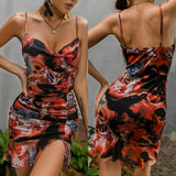 Home Dresses Summer Multi-Color Printed Sling Slim-Fit Sexy Dress