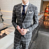Seersucker Suit Men's Three-Piece Suit