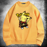 Men and Women Pokemon Pikachu Hoodie Pokémon Pikachu Crew Neck Pullover Sweatshirt