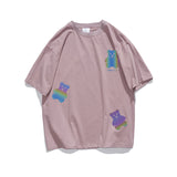 Men's T-shirt Summer Cartoon Bear Printed Short Sleeve T-shirt Men's Half Sleeve Casual Loose Couple