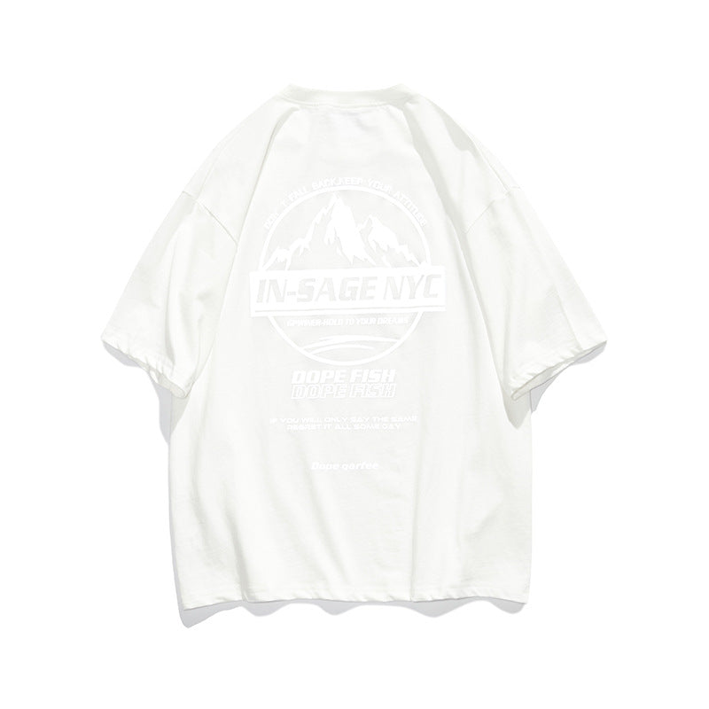 Men's T-shirt Summer Vintage Printed Short Sleeve T-shirt Men's Loose round Neck Half Sleeve Top Men