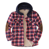 Mens Flannel Jacket with Hoodie Autumn and Winter Plaid, Brushed Warm Shirt Jacket Hoodie