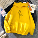 Black Rose Hoodie Autumn and Winter Fleece Sweater Line Rose Coat Hoodie