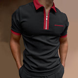 Polo Shirts Men's Zipper Color Matching T-shirt Top
