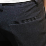 Men Suit Pants Summer Plaid Cropped Pants