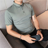 Men Polo Shirts Slim Embroidered Simple Lapel T-shirt