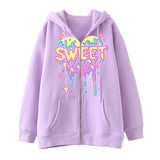Skeleton Hoodie Winter Fleece Women's Long Sleeve Hoodie Heart-Shaped Clothes Printed Zipper