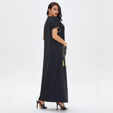 Muslim Women Stylish Kashibo Abaya Muslim Ladies Long Gown Islamic Clothing Jilbab Jalabiya Summer Short Sleeve Maxi Dress