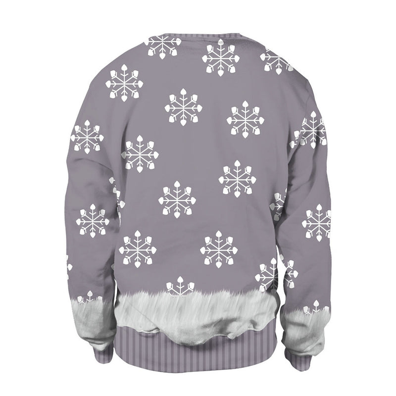 Ugly Christmas Sweater Cartoon Digital Printing Pattern Pullover round Neck Couples Sweater