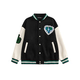 Letterman Jacket Outfit Senior Jackets Varsity Baseball Coat Baseball Uniform Men's Loose Stand-up Collar Jacket