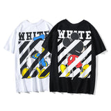 Off White Mickey Mouse Short Sleeve T shirt Cartoon Printed round Neck  Tshirt