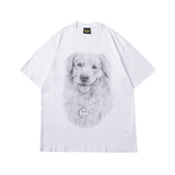 Justin Bieber Drew House Drew Golden Retriever Dog Head Smiley Face Printed Street HipHop Short Sleeve Tshirt