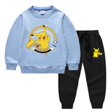 Children Pokemon Pikachu Hoodie & Pant Set Two-Piece Cotton Sweater Set