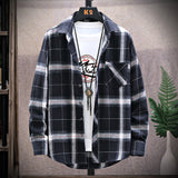 Mens Flannel Jacket Brushed Plaid Slim Fit Long Sleeve Shirt Men Casual Overshirt