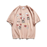 Men's T-shirt Love Bear Summer Casual Loose Cartoon Printed Short-Sleeved T-shirt Men Tee