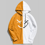Smiley Face Hoodie Color Matching Stitching Casual Hoodie Jacket Stitching