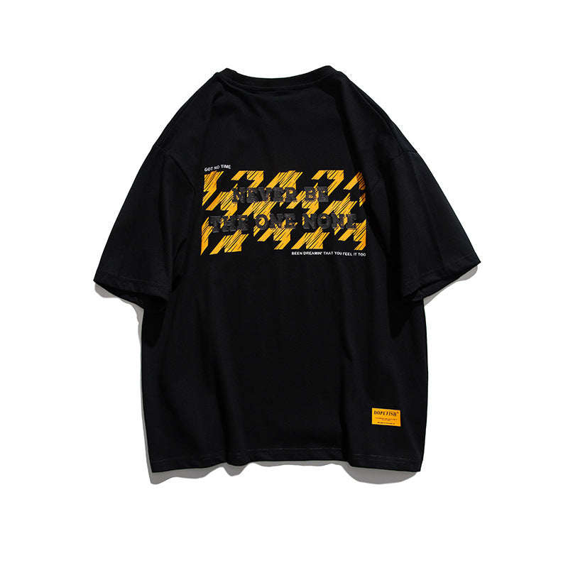 Men's T-shirt Trendy Letter Short-Sleeved T-shirt Baby Boy and Girl Summer Cotton Loose Crew Neck Casual T-shirt Tee