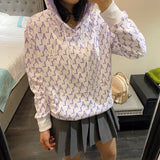 Yankees Spring and Autumn Loose Pullover Full Printed Hooded Sweater Couple Terry Coat