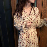 Fairy Dress Floral Chiffon Dress Spring and Autumn Skirt Fairy Girl Mori Style French First Love Dress
