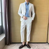Seersucker Suit Striped Suit Cropped Pants Two-Piece Suit