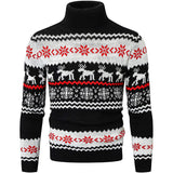 Ugly Christmas Sweater Turtleneck Sweater Autumn and Winter Elk Pattern Sweater