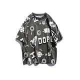 Graffiti Letter Short Sleeve T-shirt Men's Summer round Neck Half Sleeve Top Couple's Cotton All-Match Half Sleeve