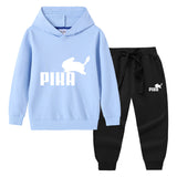 Children Pokemon Pikachu Hoodie & Pant Set Hooded Sweater Trousers Two-Piece Set Baby Cotton