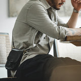 Work Shirts Vintage Letter Print Light Gray Shirt