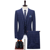 Seersucker Suit Men's Suit Set Slim Three-Piece Suit