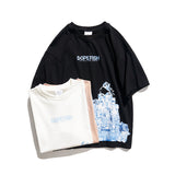 Summer Fashion Brand Short Sleeve T-shirt Men's Loose Student Printed Half Sleeve T-shirt Pure Cotton