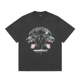 Present T Shirt Vintage Distressed Doberman Pinscher Printed round Neck Loose