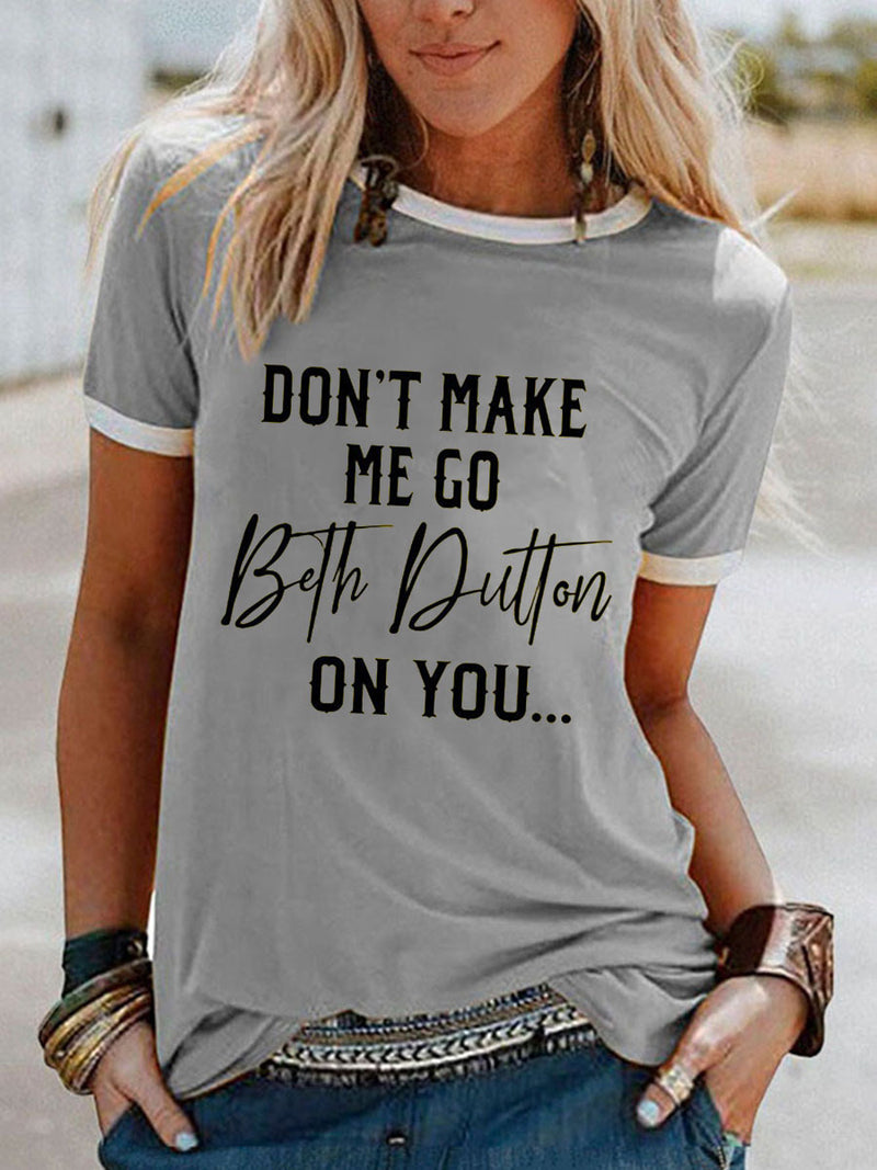 Beth Dutton Outfits Spring Printed Short Sleeve T-shirt