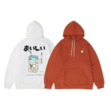 Man Fall Winter Outfis Winter Printed Hooded Fleece Lined Sweater Loose Pullover Coat