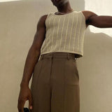 Rave Outfits Mens Vest Hollow Out Knitted