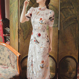 Women cottagecore Dress Retro Short Sleeve Embroidery Summer