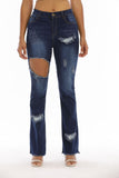 Women Distressed Denim Jeans Ripped Jean Ripped Worn Jeans Bell-Bottom Pants Women